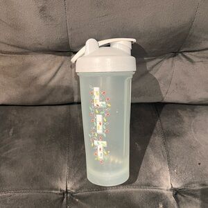 White Shaker Bottle with Festive Design